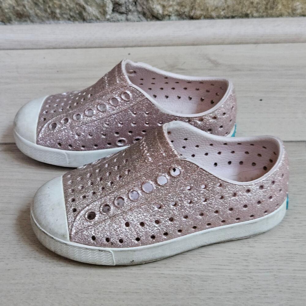 Native Shoes Jefferson Bling Pink Glitter Slip-On Toddler Size C8